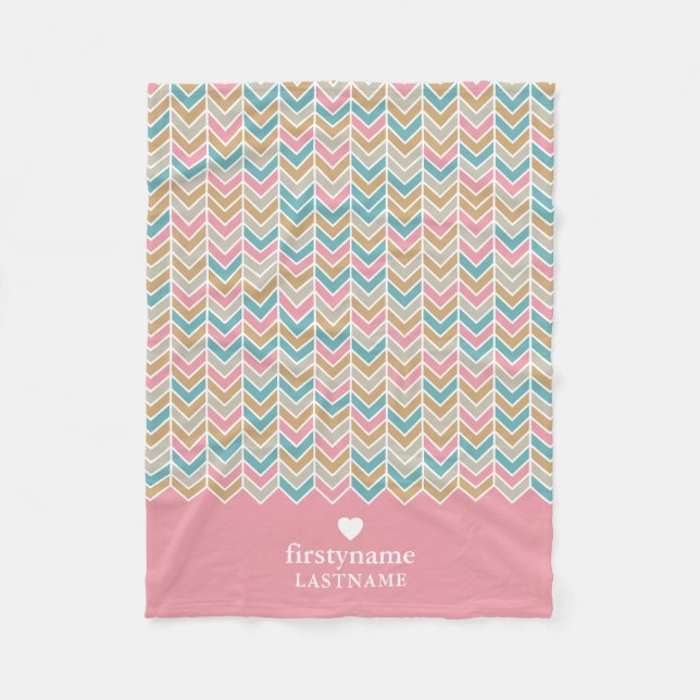 Couverture Polaire Motif Herringbone moderne - Or bleu rose (Devant)