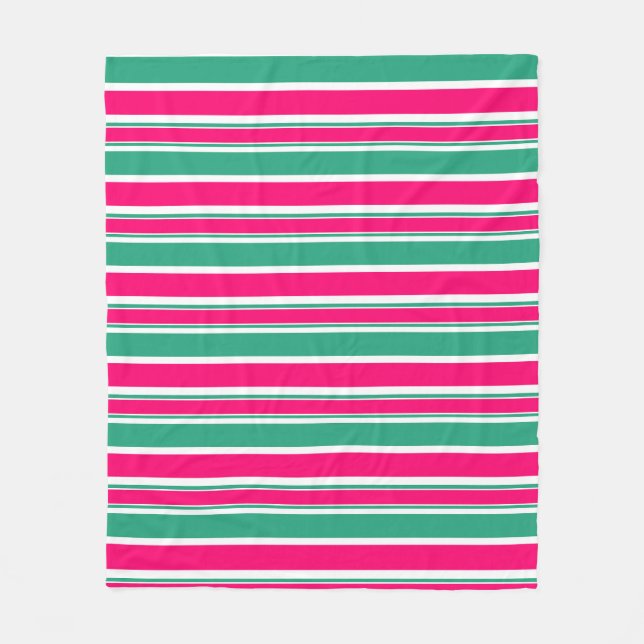 Couverture Polaire Motif horizontal rayé rouge-vert (Devant)
