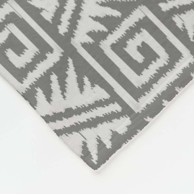 Couverture Polaire Motif Ikat Aztec - Nuances de gris / gris (Coin)