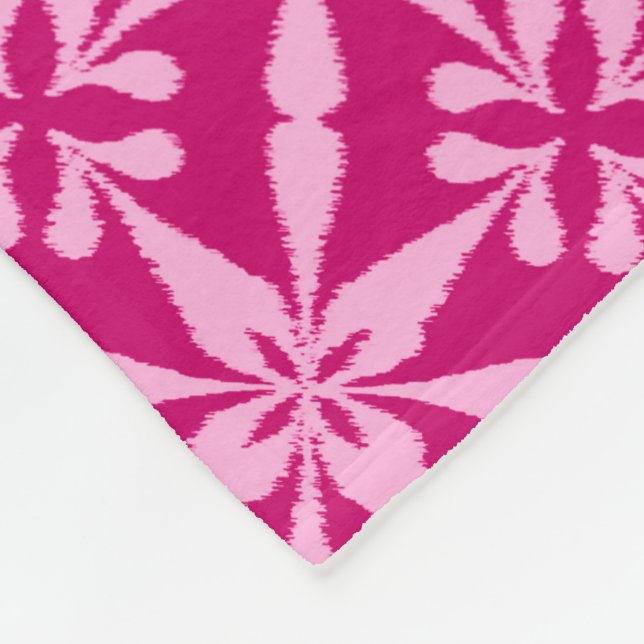 Couverture Polaire Motif Ikat Star - Fuchsia rose (Coin)