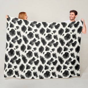 Couverture Polaire Motif imprimé vache noir et blanc