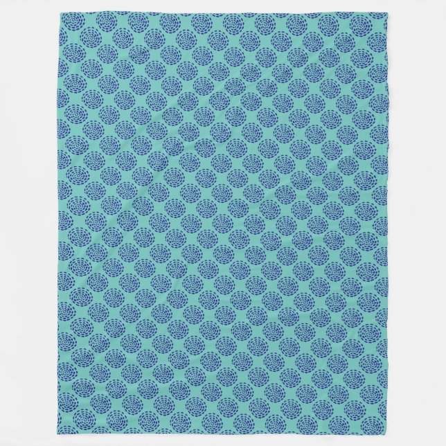 Couverture Polaire Motif Indigo bleu foncé rayé sur bleu (Devant)