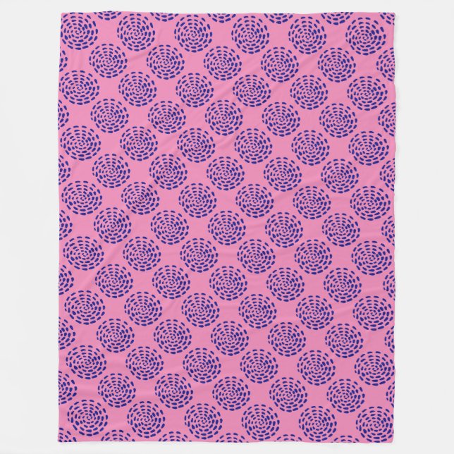 Couverture Polaire Motif indigo bleu foncé rayé sur rose (Devant)
