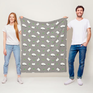 Couverture Polaire Motif irlandais de shamrock et de moutons