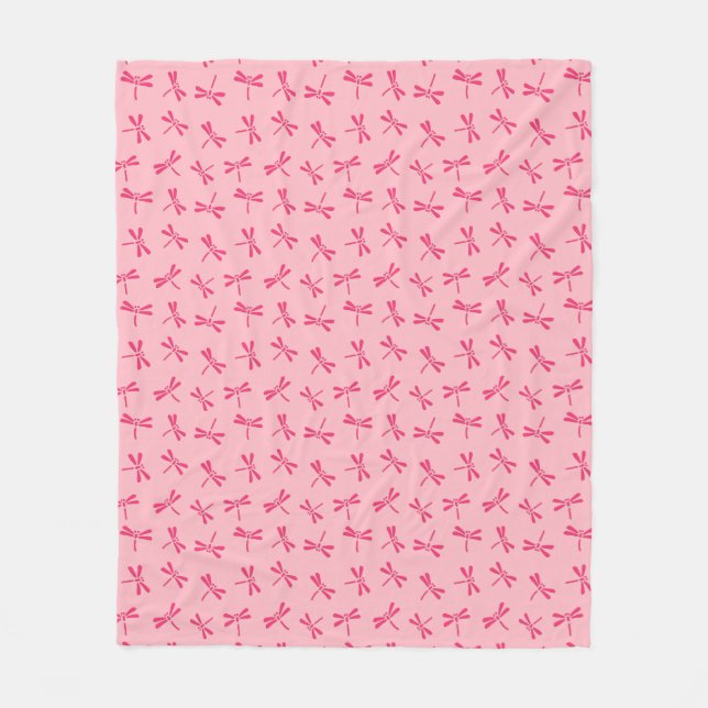 Couverture Polaire Motif japonais de libellule, rose de corail léger (Devant)