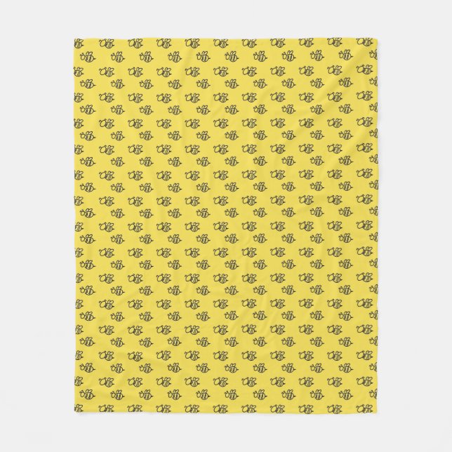 Couverture Polaire Motif jaune d'abeilles d'été (Devant)