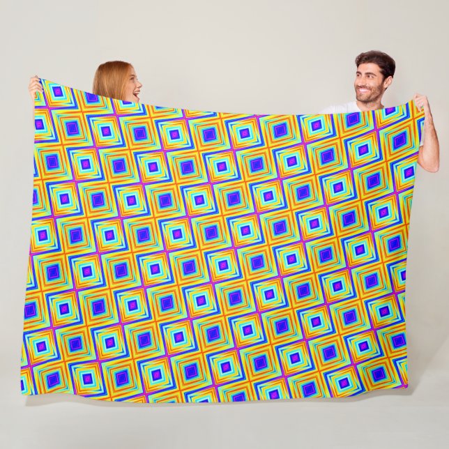 Couverture Polaire Motif jaune et bleu (En situation)