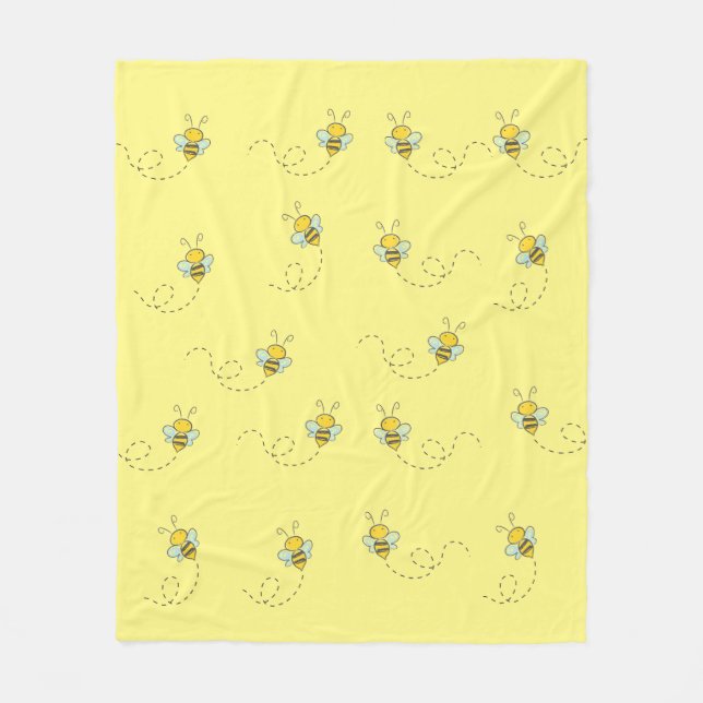 Couverture Polaire Motif jaune mignon de l'abeille active (Devant)