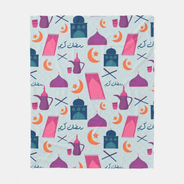 Couverture Polaire Motif Joyeux Ramadan (Devant)