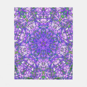 Couverture Polaire Motif Kaleidoscope Abstrait en violet et vert