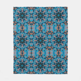 Couverture Polaire Motif Kaleidoscope Star en bleu et orange