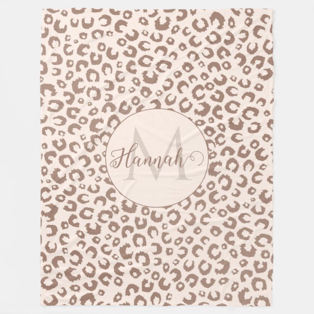 Couverture Polaire Motif léopard brun chocolat et crème (Devant)