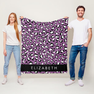 Couverture Polaire Motif léopard, Spots, Leopard pourpre, Votre Nom
