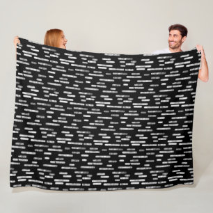 Couverture Polaire Motif Lignes arrondies Blanc sur noir