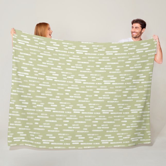 Couverture Polaire Motif Lignes arrondies | Blanc/vert pistache (En situation)