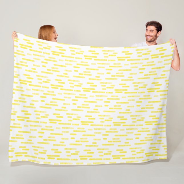 Couverture Polaire Motif Lignes arrondies | Jaune clair/Blanc (En situation)