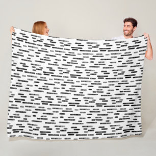 Couverture Polaire Motif Lignes arrondies Noir en blanc