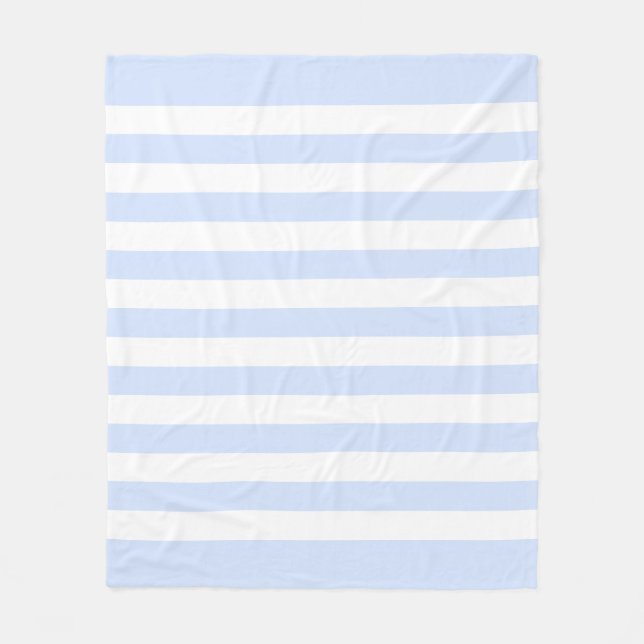 Couverture Polaire Motif Lignes Pastel Bleu Bébé & Blanc (Devant)