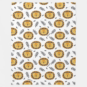 Couverture Polaire Motif Lion Jungle avec nom enfant