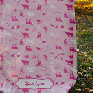 Couverture Polaire Motif Longhorns à motifs roses