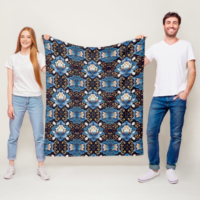 Couverture Polaire Motif Lotus (En situation)