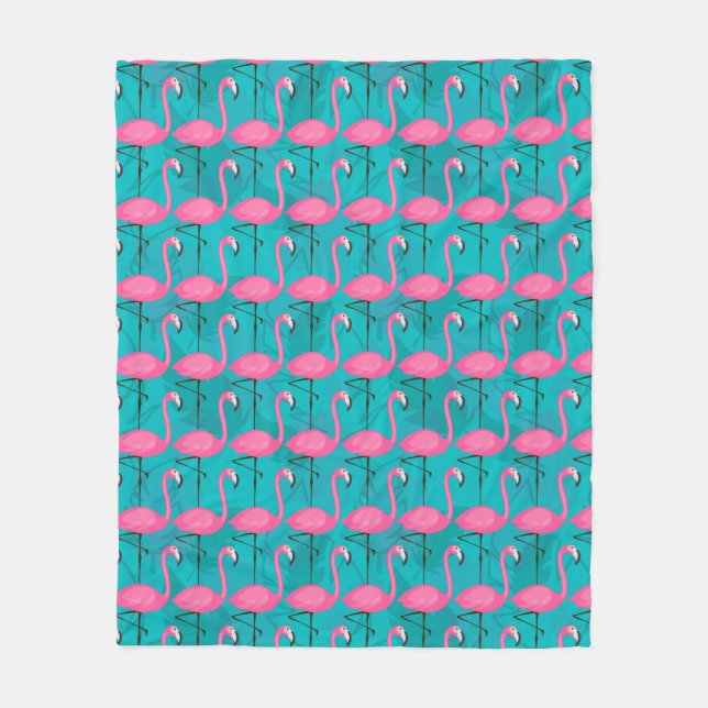 Couverture Polaire Motif lumineux de Flamant rose (Devant)