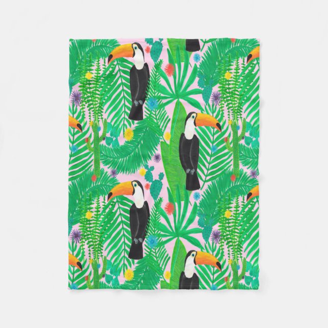 Couverture Polaire Motif lumineux tropical transparent dessiné à la m (Devant)