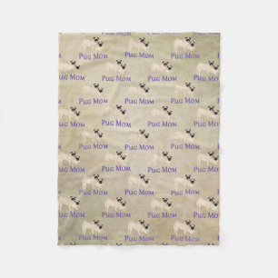 Couverture Polaire Motif Maman Pug Fond Terreux