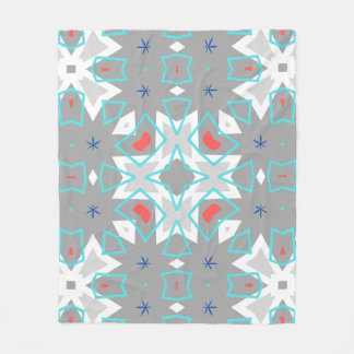 Couverture Polaire Motif Mandala Gris Corail | Floral Géométrique Boh