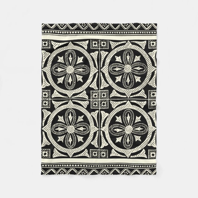 Couverture Polaire Motif Mandala noir et blanc par Vision Studio (Devant)