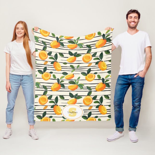 Couverture Polaire Motif Mango Aquarelle avec Feuilles verts (En situation)
