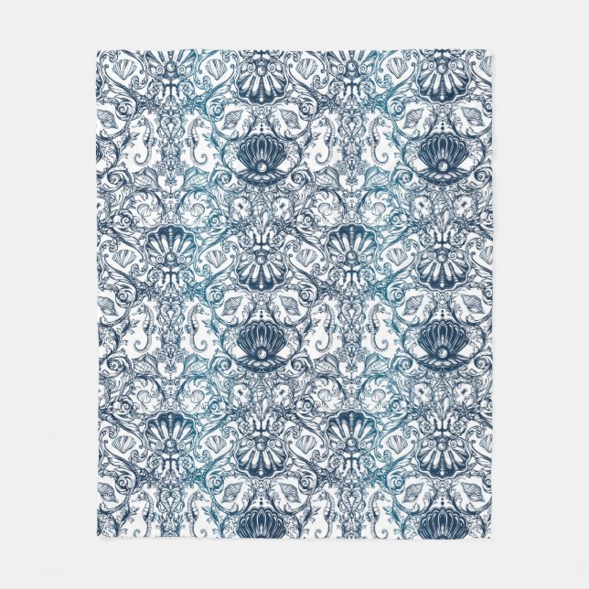 Couverture Polaire Motif marin vintage (Devant)