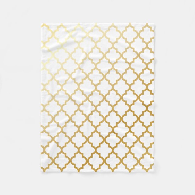 Couverture Polaire Motif marocain de trellis d'or (Devant)