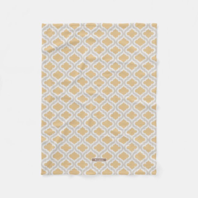 Couverture Polaire Motif marocain d'ikat neutre chic (Devant)
