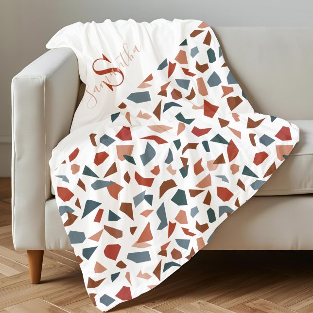 Couverture Polaire Motif marron élégant avec monogramme (Monogrammed Elegant Brown Pattern Fleece Blanket)