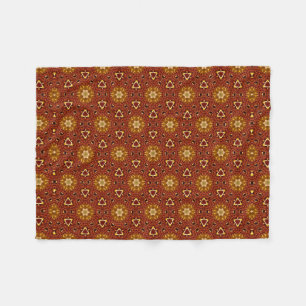 Couverture Polaire Motif Masala Brun Jaune Piquant