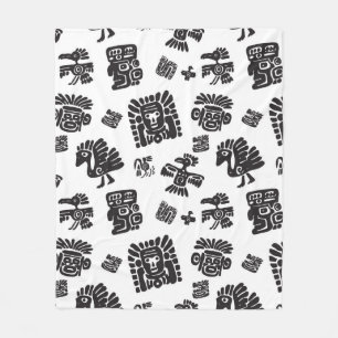 Couverture Polaire Motif maya sans couture. Elem noir et blanc
