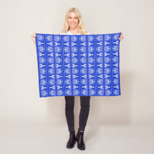 Couverture Polaire Motif méditerranéen grec Arabesque bleu