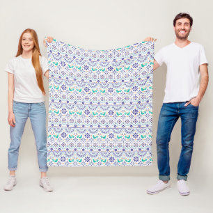 Couverture Polaire Motif mexicain d'art populaire de tuile d'oiseau