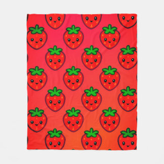 Couverture Polaire Motif mignon aux fraises avec visages souriants su