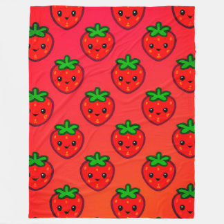 Couverture Polaire Motif mignon aux fraises avec visages souriants su