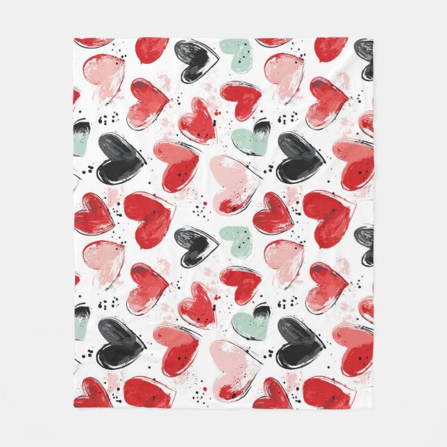 Couverture Polaire motif mignon avec coeur peint aquarelle (Devant)
