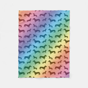 Couverture Polaire Motif mignon de teckel d'arc-en-ciel