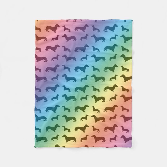 Couverture Polaire Motif mignon de teckel d'arc-en-ciel (Devant)