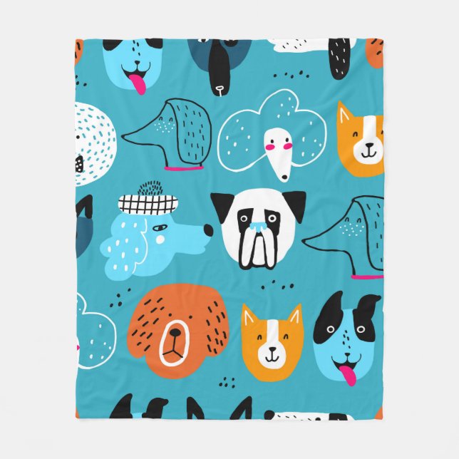 Couverture Polaire Motif mignon et sans couture avec des chiens drôle (Devant)