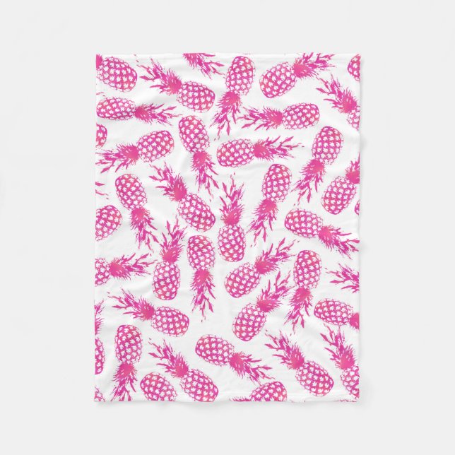 Couverture Polaire Motif mignon fuchsia girly moderne d'ananas (Devant)