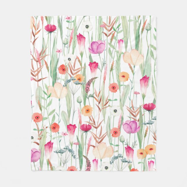 Couverture Polaire Motif mignon sans soudure avec différentes fleurs  (Devant)