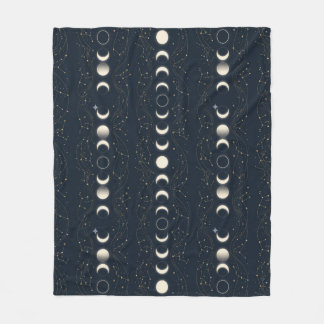 Couverture Polaire Motif minimaliste des phases lunaires avec des éto