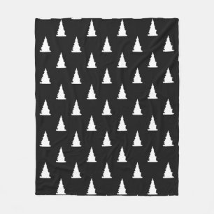 Couverture Polaire Motif minimaliste noir et blanc sapin de Noël