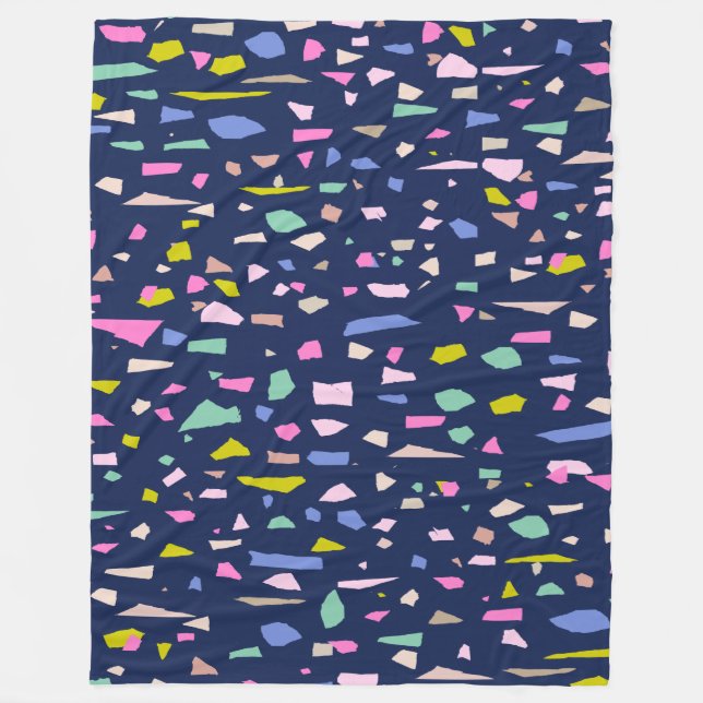 Couverture Polaire Motif moderne Abstrait Terrazzo en bleu (Devant)